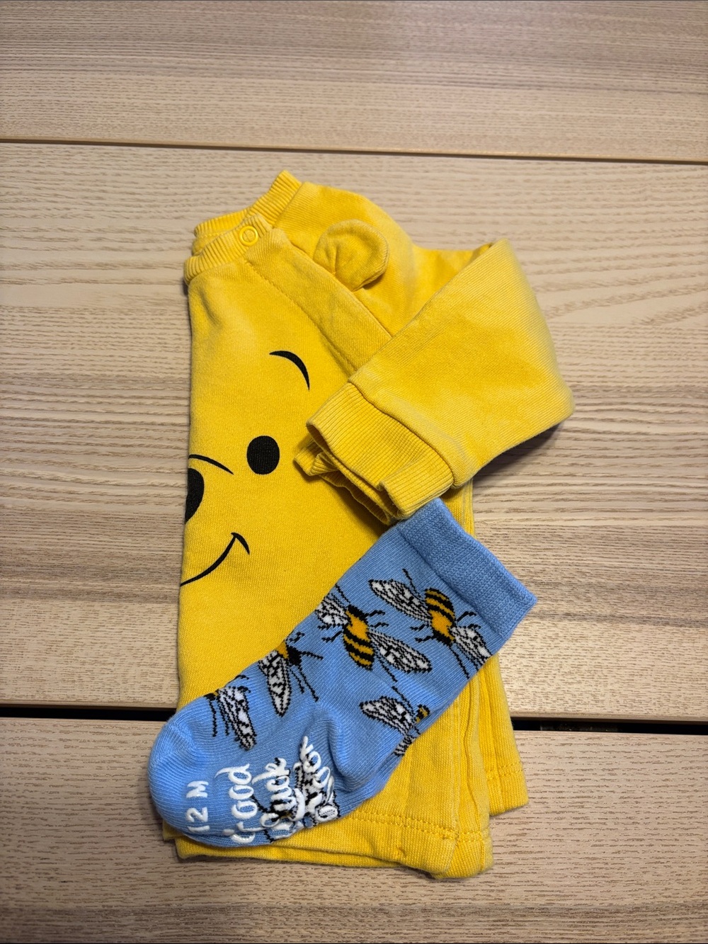 H&M Yellow Smiley Top with Blue Bee Socks